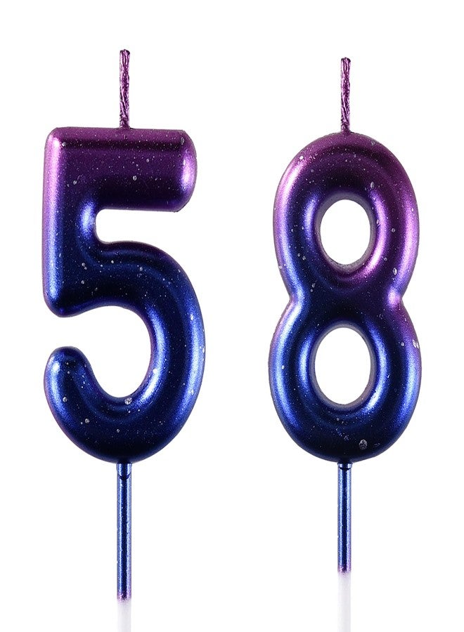 AOOLADA 58 & 85 Birthday Candle, 58th & 85th Cake Candles, Number 58 & 85 Birthday Candles for Cake Topper Decoration, Blue - Image 1